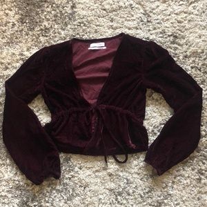 Velvet, burgundy urban outfitters crop top